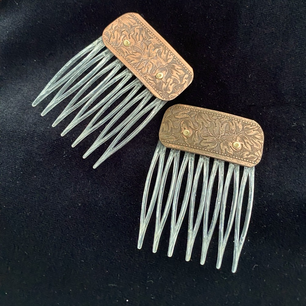 Tooled Copper Hair Combs